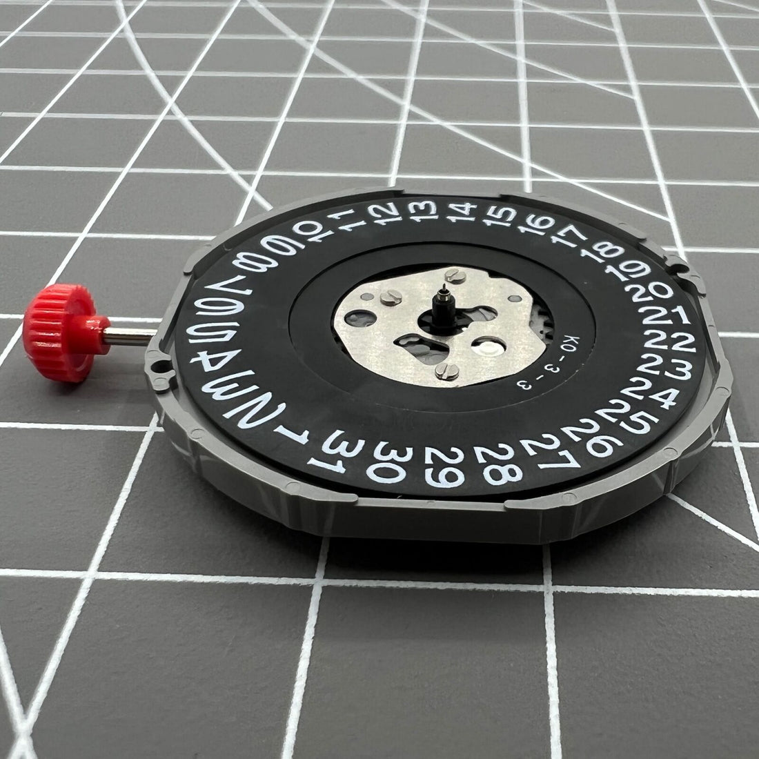 Japan Made Miyota 2415 watch movement with black disk date at 3 o'clock, quartz precision by Miyota.