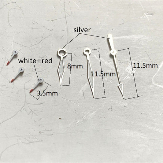 Red and white luminous small second watch hands for Miyota OS10 OS20 OS22 OS60 OS80 models.