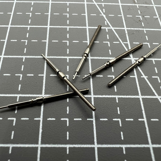 Set of 5 watch winding stems for ST2555 China-made watches, compatible spare parts.