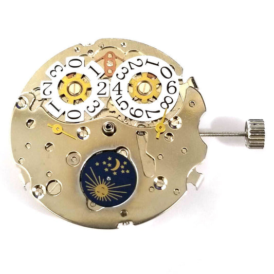 Seagull ST16 watch movement showcasing big date and three subdials for precise timekeeping.