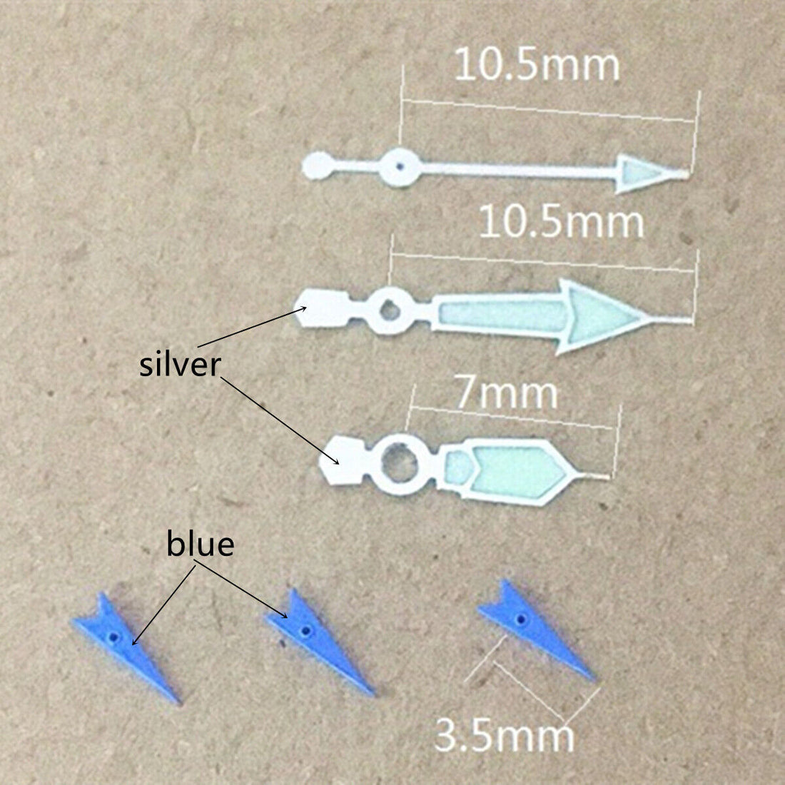 Blue luminous small second hand with silver trim, compatible with Miyota OS10, OS20, OS60, OS80 watches.
