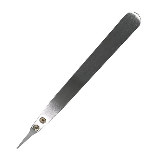 Horotec MSA12.724 aluminium tweezer with white Delrin? soft tips, ideal for delicate watch accessory handling.