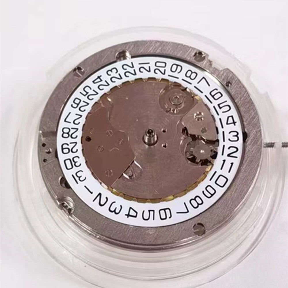 Seagull ST2551 watch movement showing automatic mechanical 3 hands and date at 3 o'clock position.