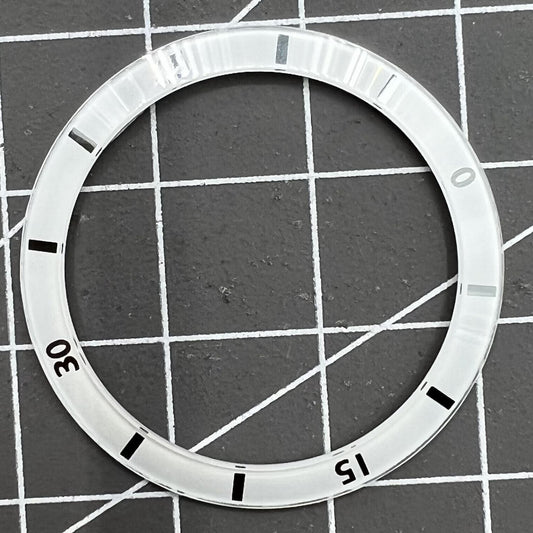 White ceramic bezel insert with numeral markings, compatible with 31/36mm men's and women's watches, brand.