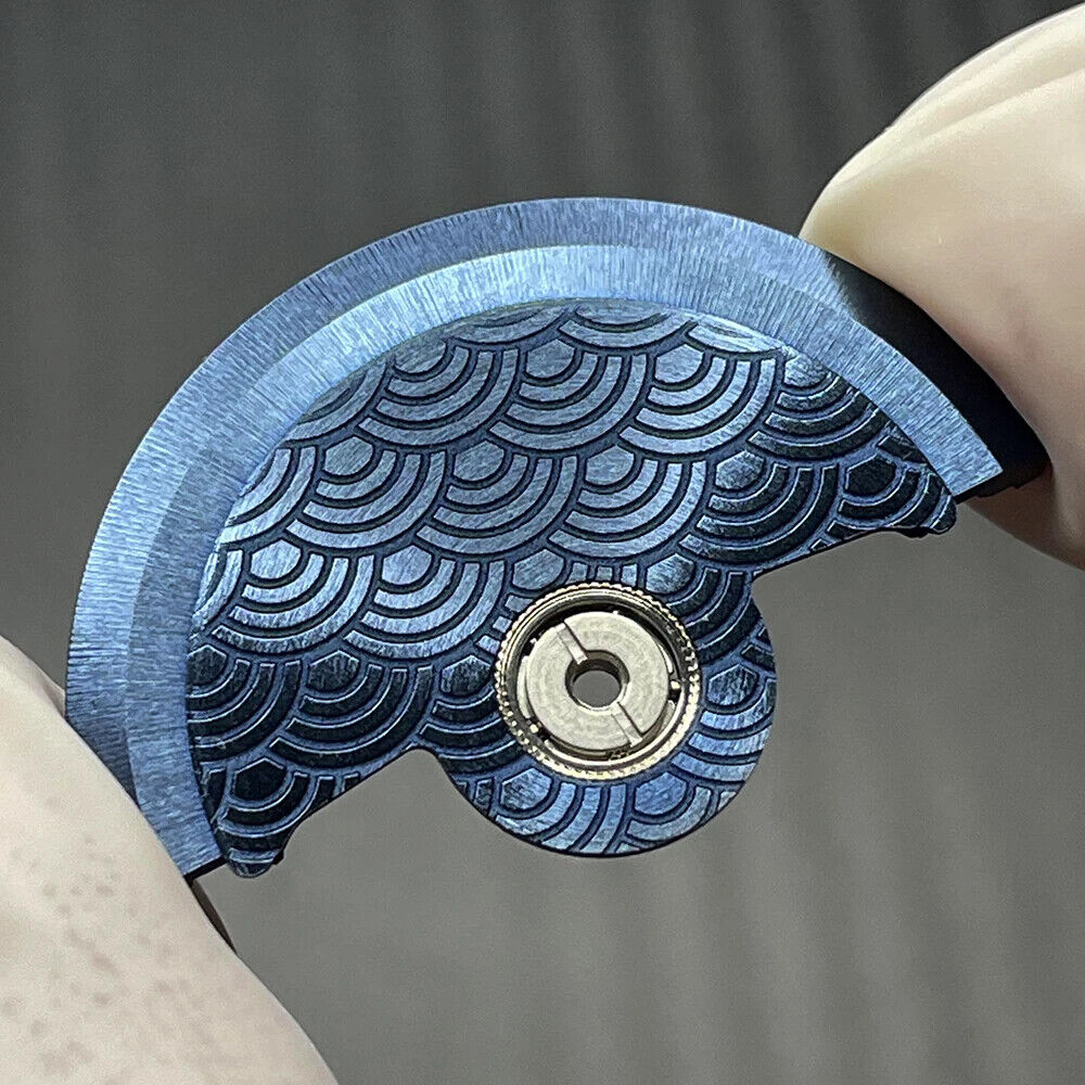 Blue Sea Wave carved rotor for NH35 NH36 watch movement, enhancing style and function.