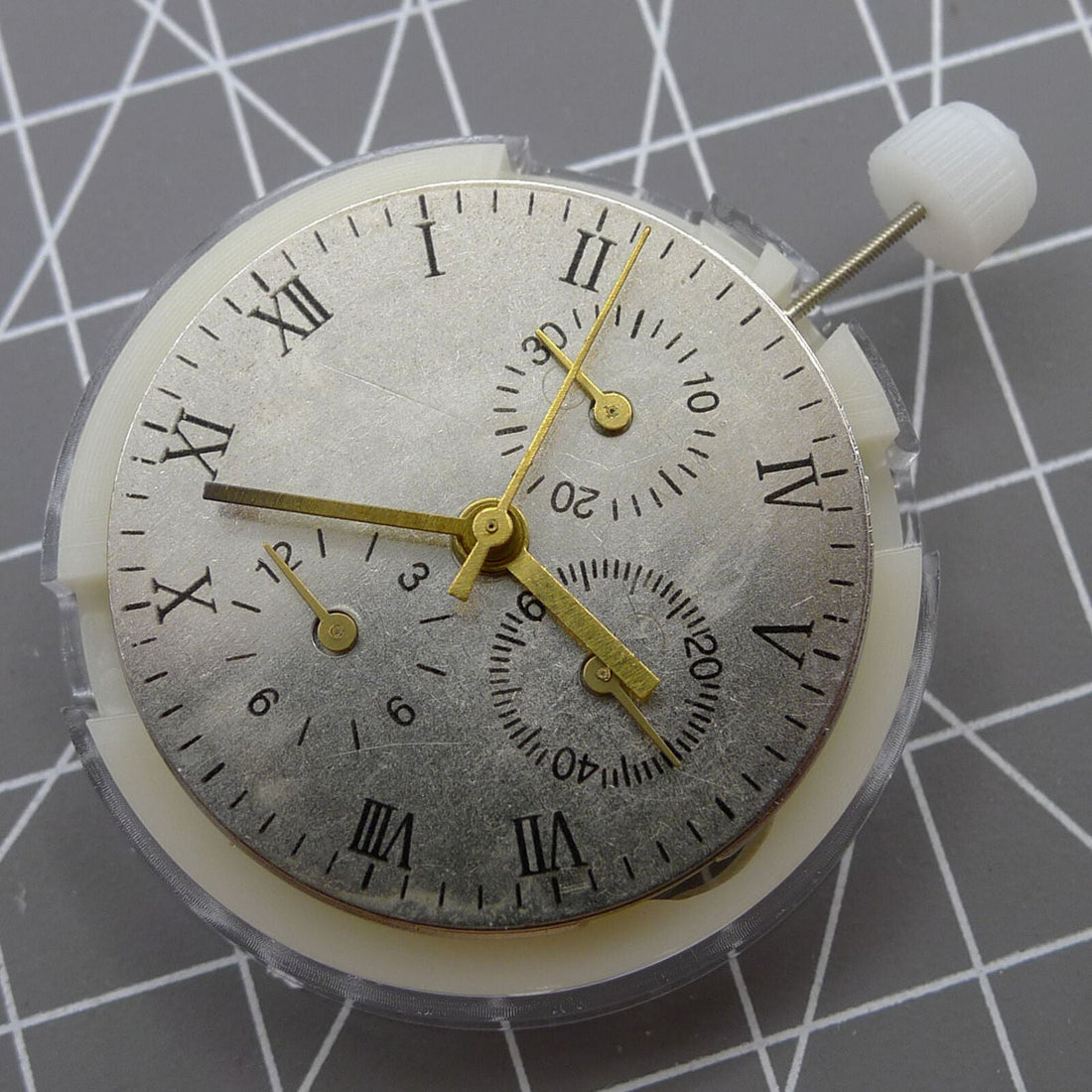 1. Close-up of #7753 Mechanical 1:1 Daytona clone automatic watch movement.  