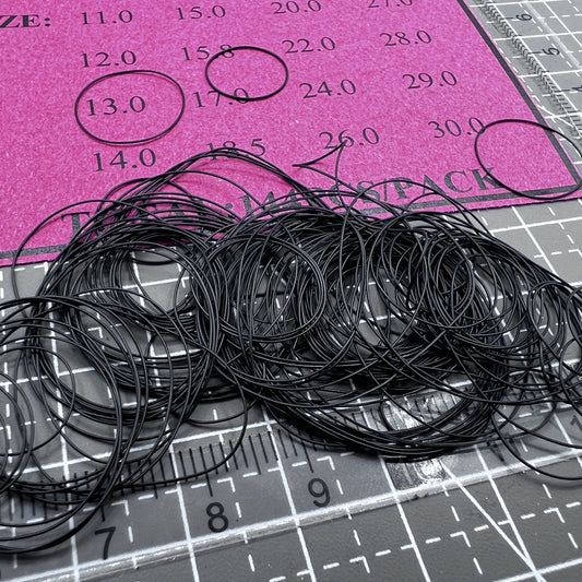 16-piece O-ring set, 0.3mm thick waterproof seals for watch accessories, durable gasket rings.