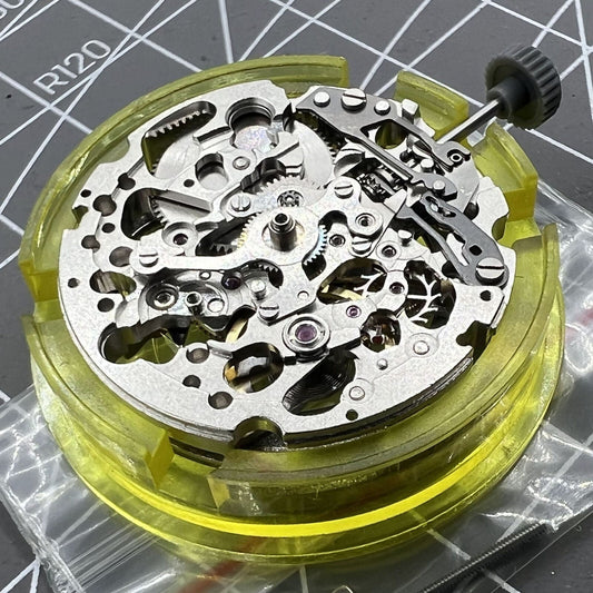 Japan Made Miyota 8N24 silver automatic watch movement by Miyota, precise mechanical engineering.