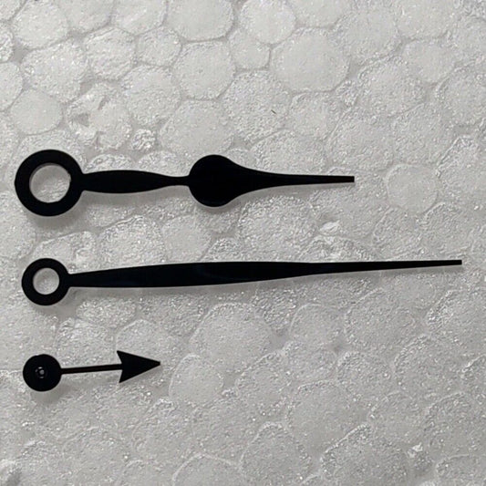 Polished black watch hand set for Mingzhu 2813 movement, measuring 11.5?15.5?4.2mm, precision timepiece accessory.