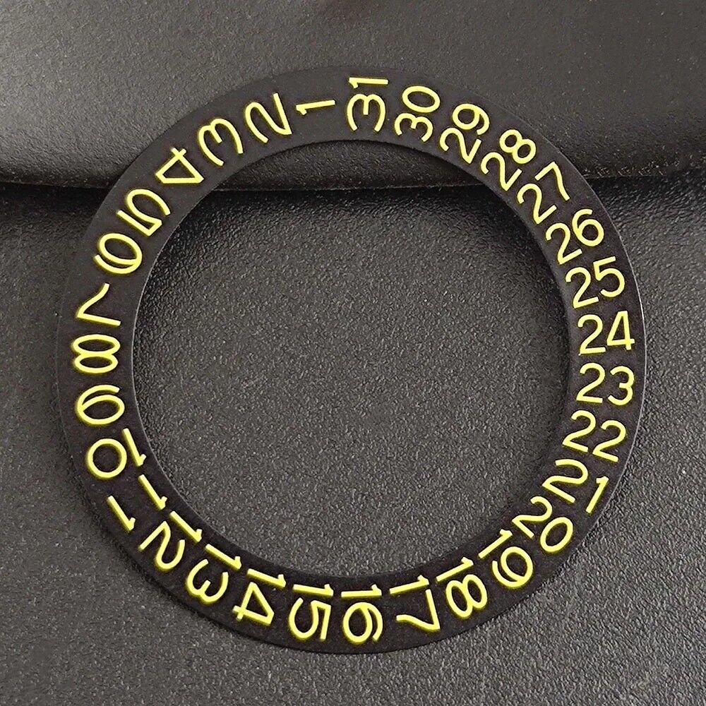 Yellow character date wheel overlay for NH35/NH36 watches, enhancing dial readability and style.