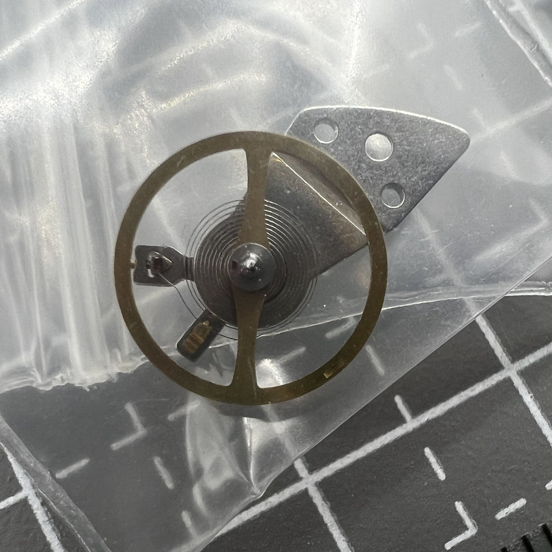 Silver complete balance wheel with splint for Miyota 8200 8215 watch movement, precision replacement part.