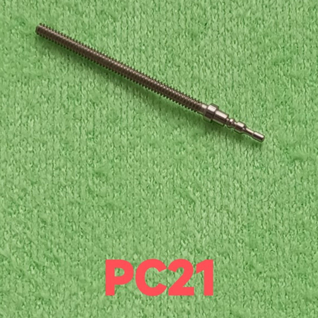 Movement watch winding stems for PC21 movement, compatible spare parts for precise watch repair.