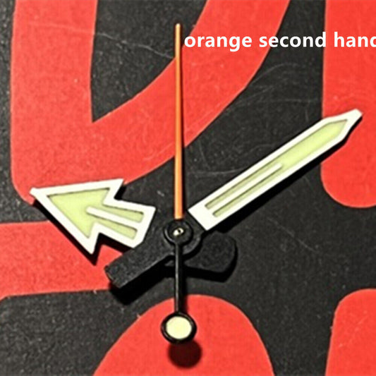 Orange second hand with silver trim and C3 green lume for NH35A, SKX007, SRP777 watches