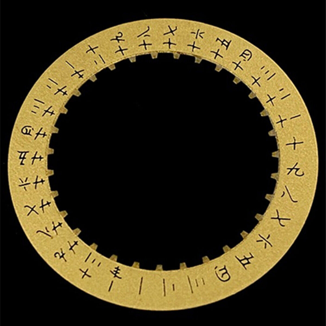Golden Chinese date disk wheel for ETA2824 watch movement, Datejust style, date at 3 o'clock.