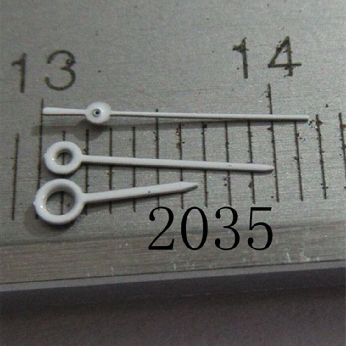 9mm white painted watch hands set for Miyota 2035 2115 2105 2305 2315 movements, precision design.