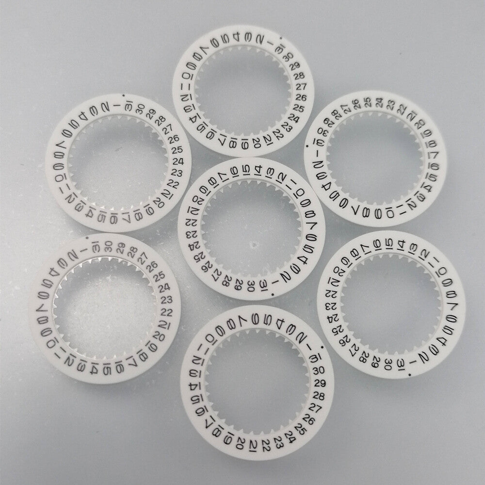 White watch dial disc for Miyota 6T51 6601 movement, compatible spare part for precise timekeeping.
