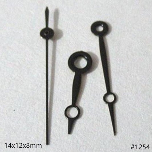 14mm hollow black watch hands set by Miyota, compatible with 2035, 2115, 2105, 2305 movements