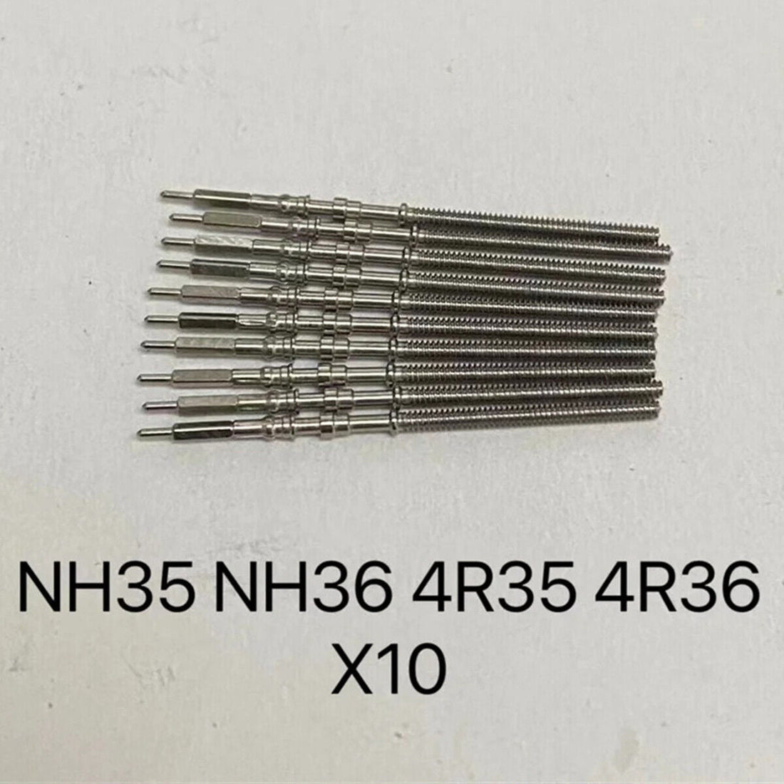 1. Set of 10 Generic watch winding stems compatible with NH35 NH36 movements for precise watch repair.  