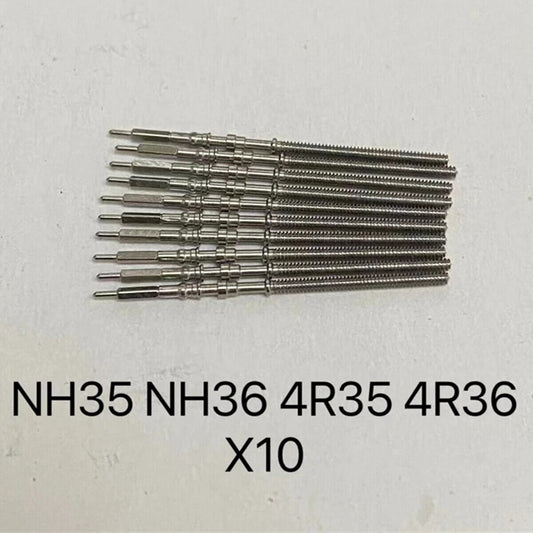 1. Set of 10 Generic watch winding stems compatible with NH35 NH36 movements for precise watch repair.  