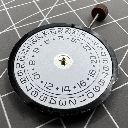 Ronda 515 24D quartz watch movement with date at 3, dual time for precise watch repairs