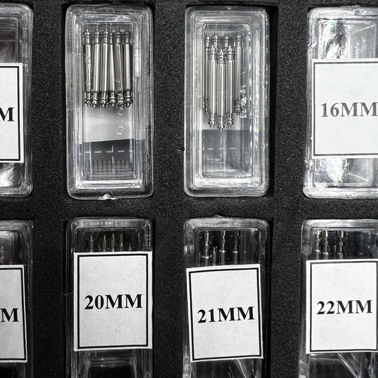 110-piece RLX style spring bar assortment, 1.78mm diameter for watch repair and replacements.