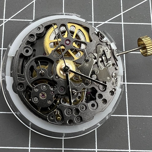 Hollow Black SL4802 Chronograph watch with 41-jewel automatic mechanical movement for precise timekeeping.