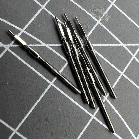 Watch winding stem for Shanghai 2824 movement, high-quality replacement part for precise timekeeping.
