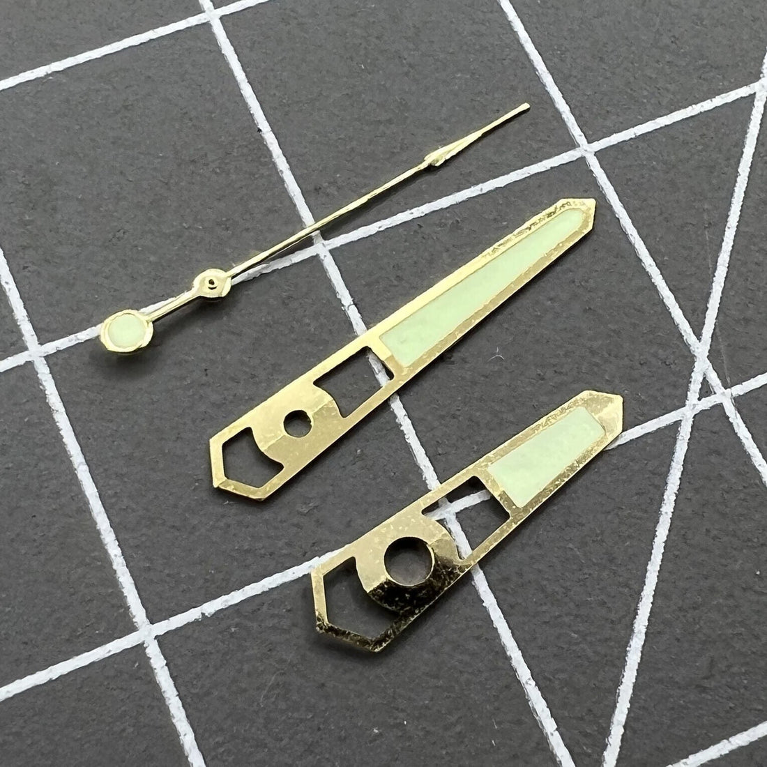 Green lume 13mm hollow golden trim watch hands for NH35 NH36 mechanical movement.