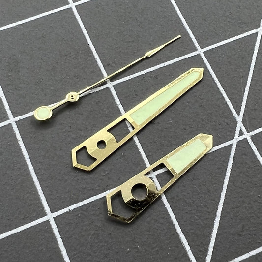 Green lume 13mm hollow golden trim watch hands for NH35 NH36 mechanical movement.