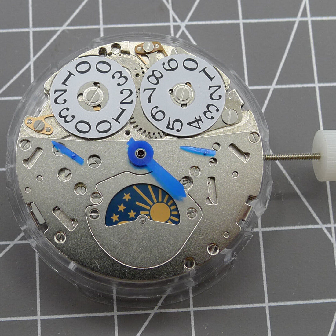 Shanghai LB20 watch accessory showcasing automatic mechanical movement with moon phase at 6 o'clock and big date at 12 o'clock features.