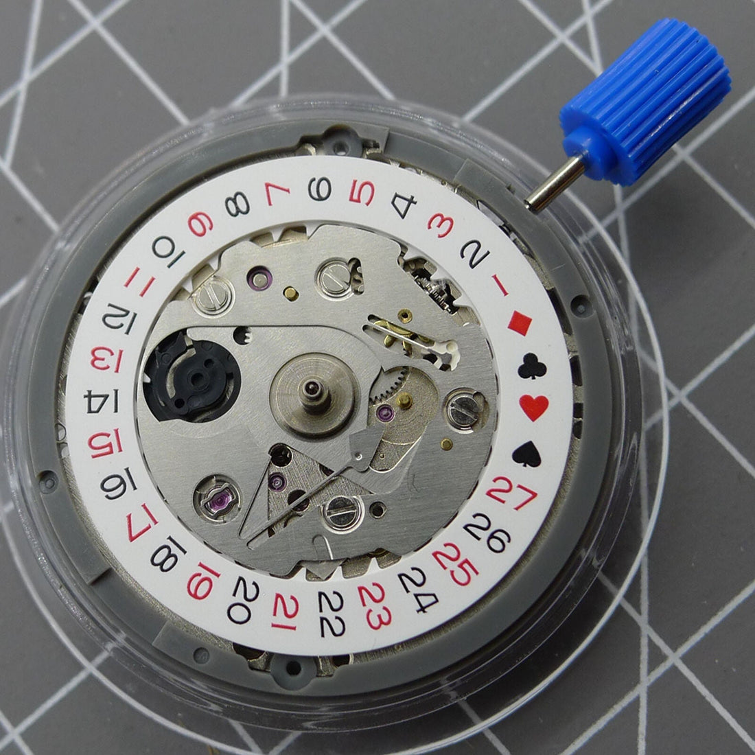 Japan NH35A automatic black spade crown at 3 o'clock for SKX007 watch movement by Seiko.
