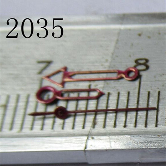 Red trim hollow arrow watch hand compatible with Miyota 2035 2115 movements, precise accessory.