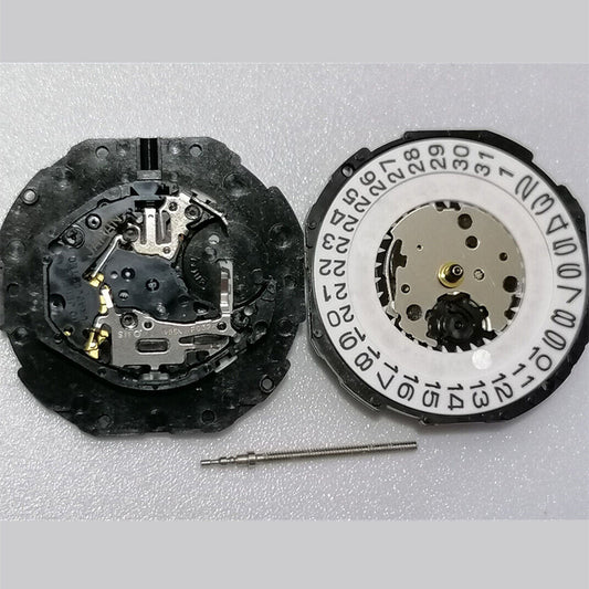 Hattori Epson PC32 quartz watch movement with 3 hands and date display at 6, Japan made.