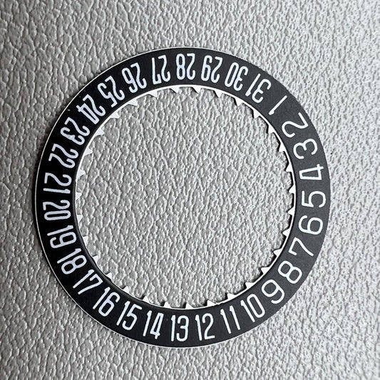 Set of 2 black date wheels for Miyota 9015 watch movement, date display at 3 o'clock position