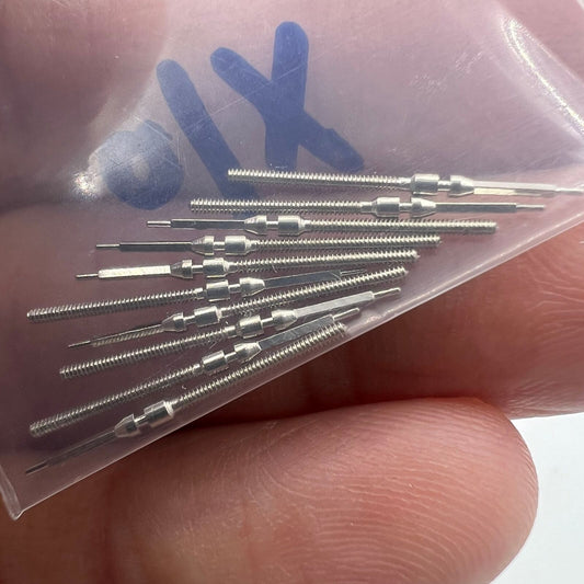Set of 10 replacement watch winding stems for 8205 2813 movements, compatible with various watch models.