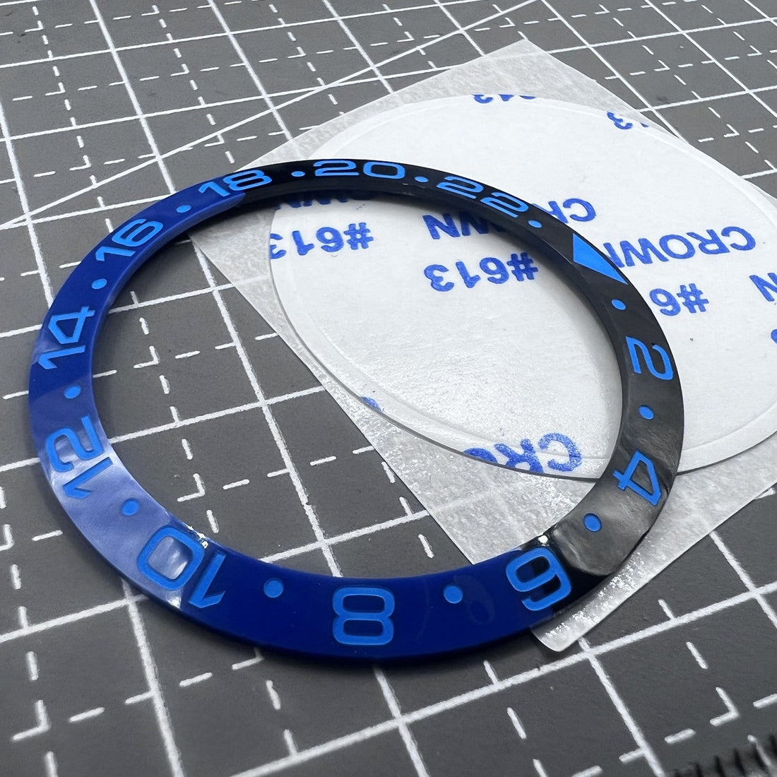 Keramik L�nette Ring 38mm in Blau Schwarz with Blue GMT lettering for SUB watch accessories