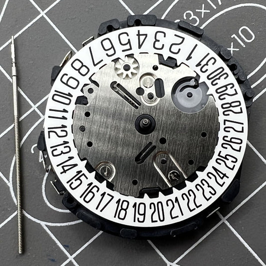 Hattori Epson TMI VL58A quartz watch movement with date display at 6 o'clock for precise timekeeping.