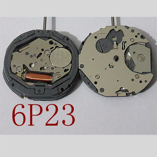 Miyota 6P23 quartz watch movement with 5 hands and battery, reliable precision from Japan.