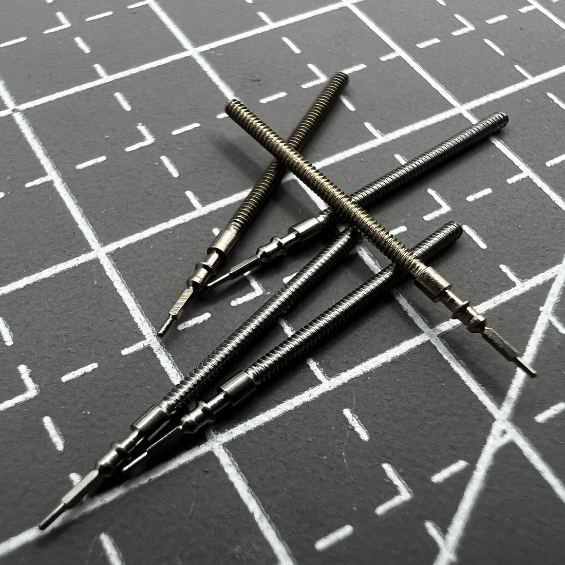 Set of 3 generic watch winding stems for Miyota 6P29 movement, compatible watch repair parts.