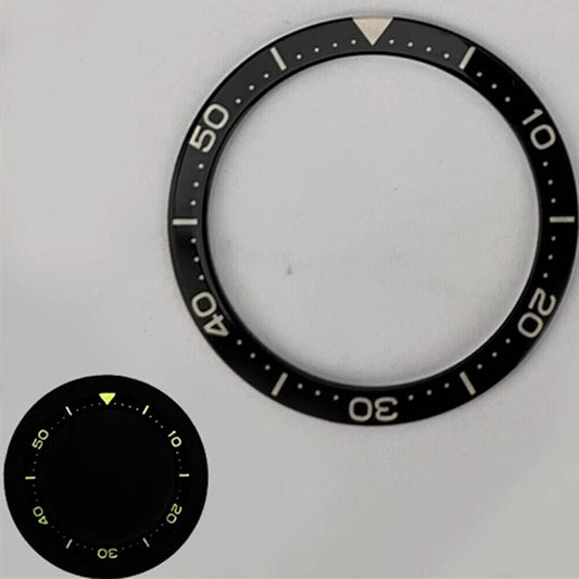 Orange luminous diving watch bezel insert with C3/BGW9 lume, 40.3/32.8mm size for enhanced underwater visibility.