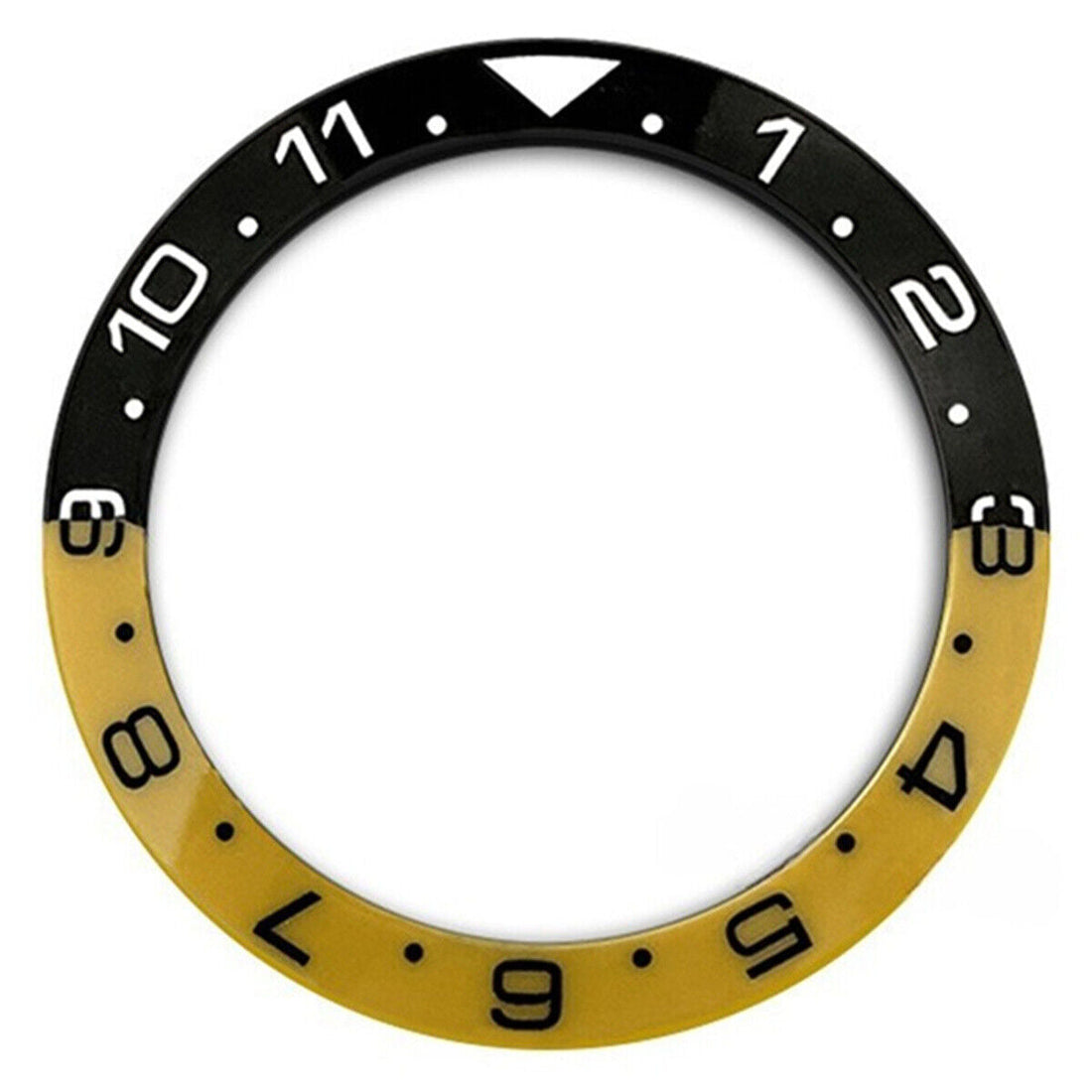 38mm Ceramic Black and Yellow Bezel Ring by Slope for SUB 007 Watch, enhances style and durability