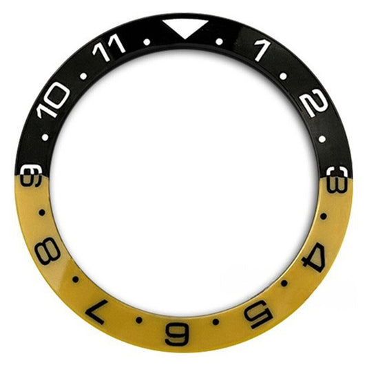 38mm Ceramic Black and Yellow Bezel Ring by Slope for SUB 007 Watch, enhances style and durability