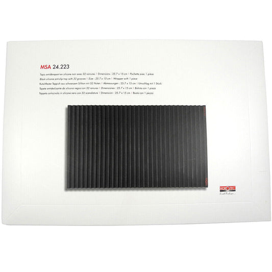 Horotec MSA24.223 black silicon bench mat with 32 anti-slip grooves for secure watch repairs.