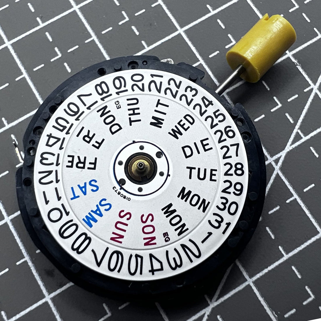 Seiko 5M63A quartz watch movement, Japan model, durable and precise timekeeping component.