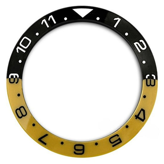 38mm Ceramic Slope 1-11 black and yellow bezel ring for SUB 007 watch, enhancing style and durability.