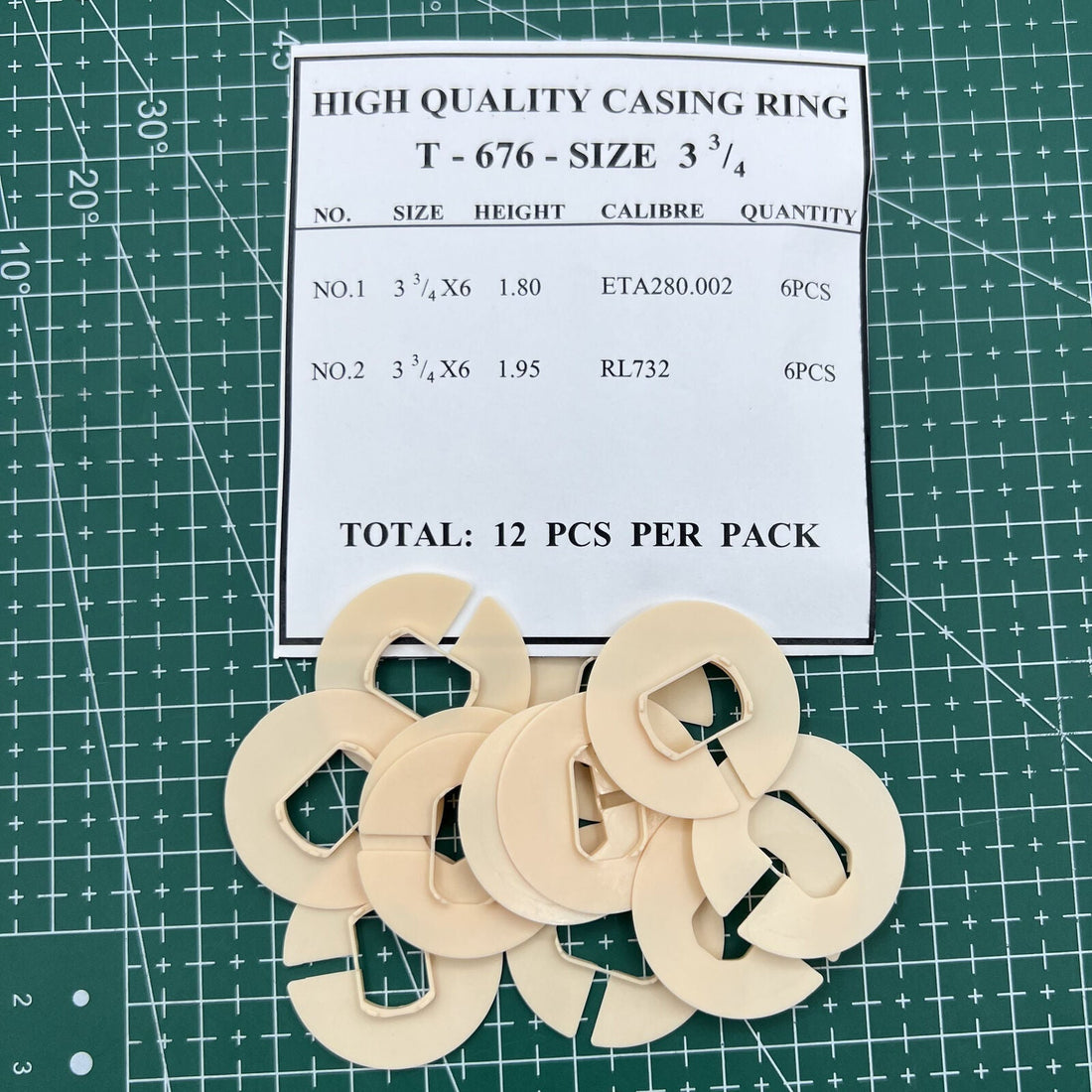 T-676 watch case spacer ring holder, size 3.75, 12 pieces for precise movement casing adjustments.