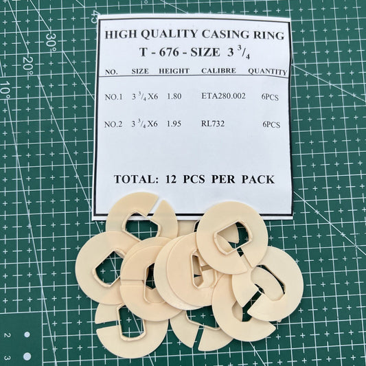 T-676 watch case spacer ring holder, size 3.75, 12 pieces for precise movement casing adjustments.