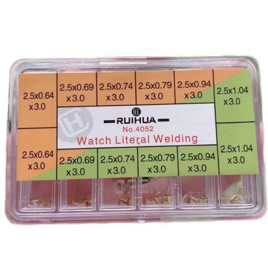 1. Assortment of 60 copper watch dial feet for precise watch repairs by professional watchmakers.  