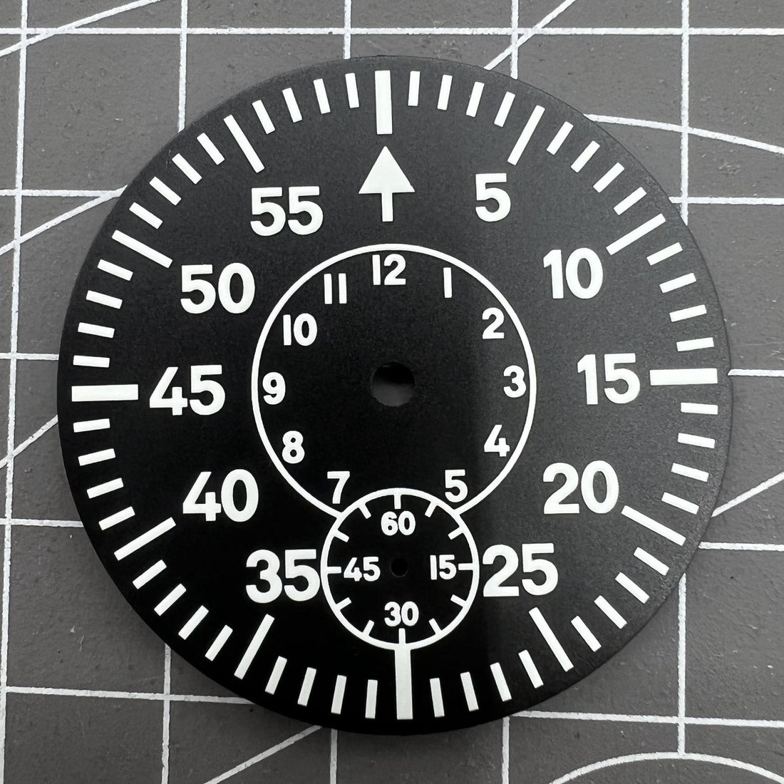 Two Circles Pilot Vintage green lume watch dial designed for ETA 6498/ST3621 movements by Two Circles.