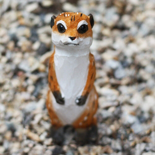 Handmade Meerkat wooden figurine, detailed sculpture perfect for collectible d?cor.